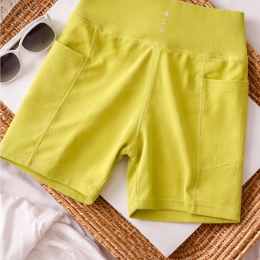 Wilo Lime Green Ribbed Athletic Shorts